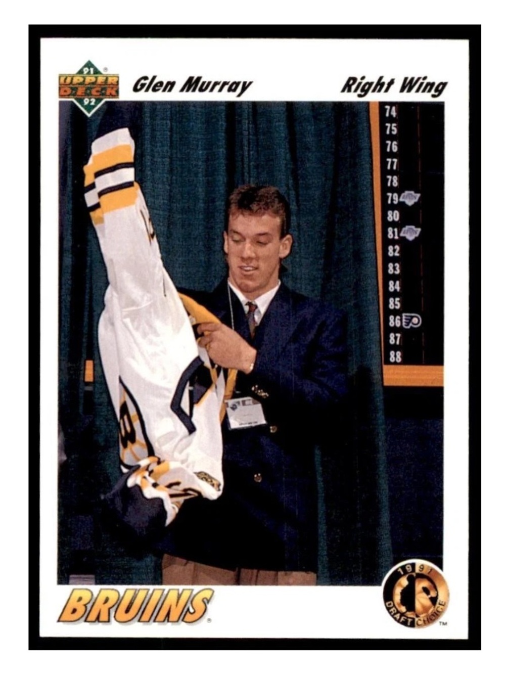 Glen Murray #69 Bruins 1991 Upper Deck Card